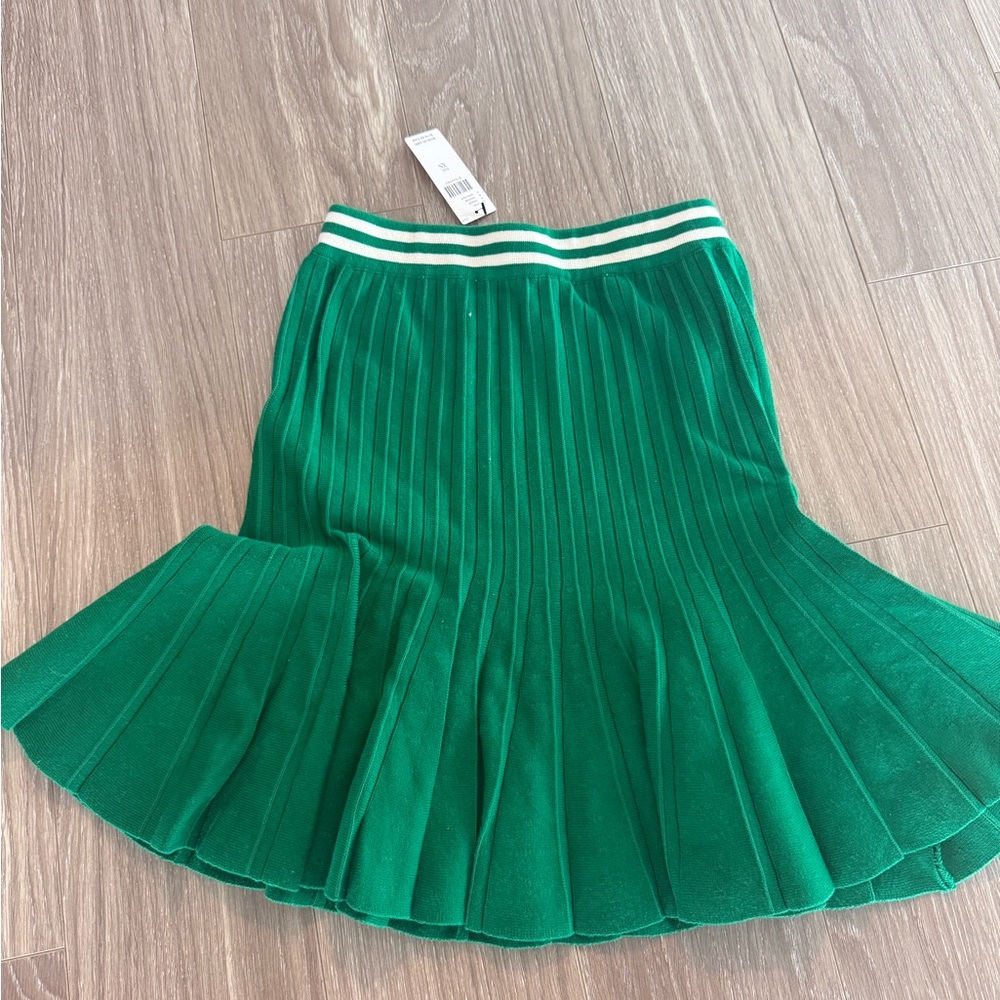 4SI3NNA Green A-Line Pleated Skirt